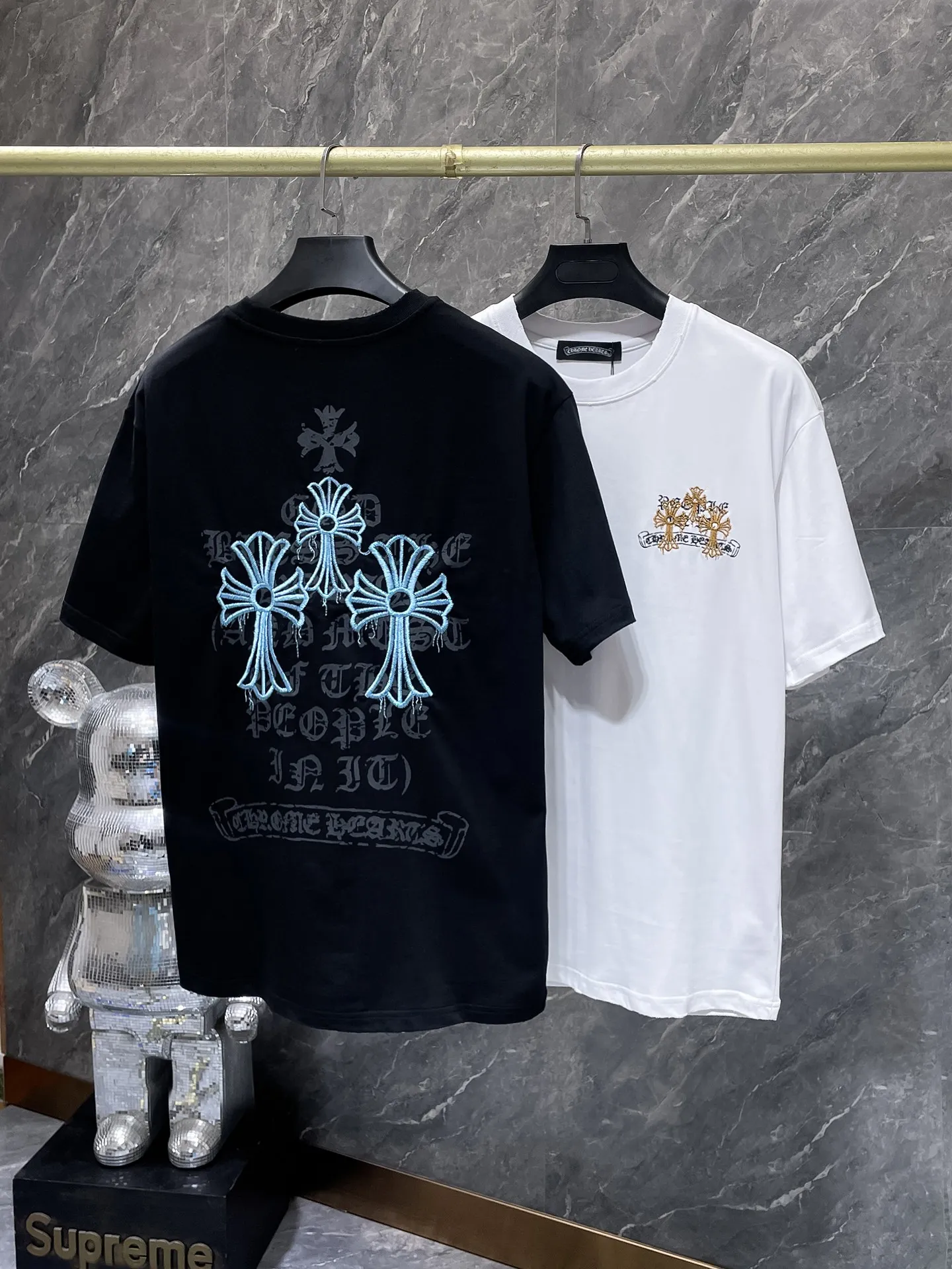 P150 New for summer Chrome Hearts 25ss High gram weight environmentally friendly high-quality top-grade fabric 280g Heavy cross embroidery hand-made frayed short sleeves Counter synchronization 1:1 replica version Recommended color: black white Size: S, M, L, XL